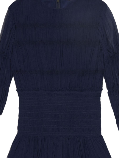 Shop Jason Wu Crinkled Long-sleeve Smocked Minidress In Blau
