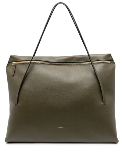 Shop Wandler Logo-print Leather Tote Bag In Grün