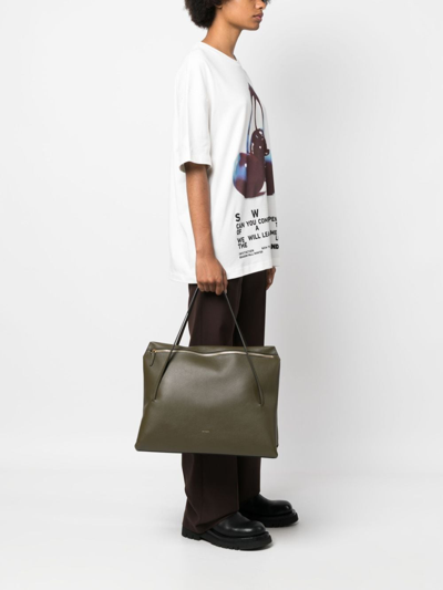 Shop Wandler Logo-print Leather Tote Bag In Grün