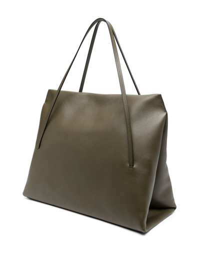 Shop Wandler Logo-print Leather Tote Bag In Grün