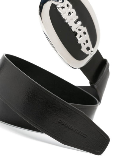 Dsquared2 Logo-plaque Leather Belt In Schwarz