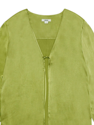 Shop Jason Wu Long-sleeve Tied Silk Shirt In Grün