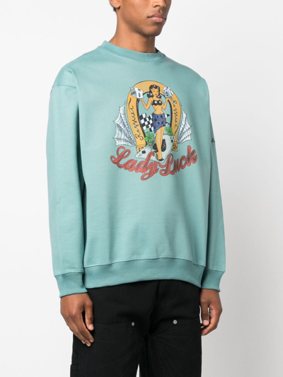 Shop Paccbet Graphic-print Cotton Sweatshirt In Blau