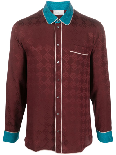 Shop Pierre-louis Mascia Jacquard Silk Shirt In Rot