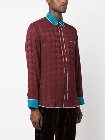 Shop Pierre-louis Mascia Jacquard Silk Shirt In Rot