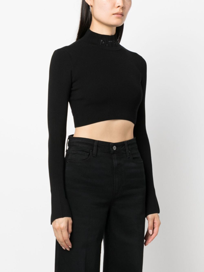 Shop Patrizia Pepe Logo-embroidered Cropped Jumper In Schwarz