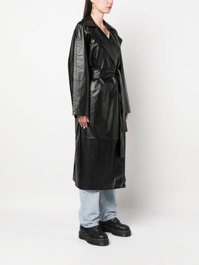 Calvin Klein Jeans Est.1978 Polished-effect Tied Trench Coat In Schwarz