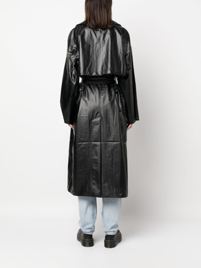 Calvin Klein Jeans Est.1978 Polished-effect Tied Trench Coat In Schwarz