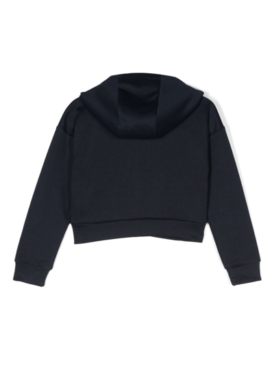 Shop Michael Kors Studded-logo Zip-up Hoodie In Blau