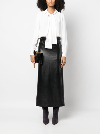 Shop Elisabetta Franchi Attached-scarf Logo-appliqué Blouse In Weiss