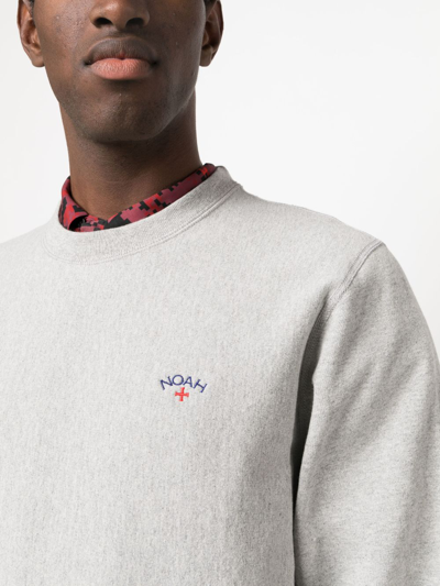 Shop Noah Ny Logo-embroidered Jersey Sweatshirt In Grau