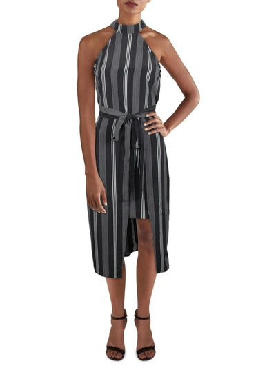 Shop Ax Paris Womens Striped Midi Halter Dress In Black