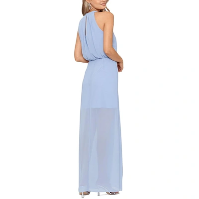 Shop Xscape Womens Embellished Long Evening Dress In Blue