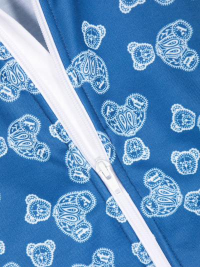 Shop Palm Angels Teddy Bear-print Striped Track Jacket In Blue