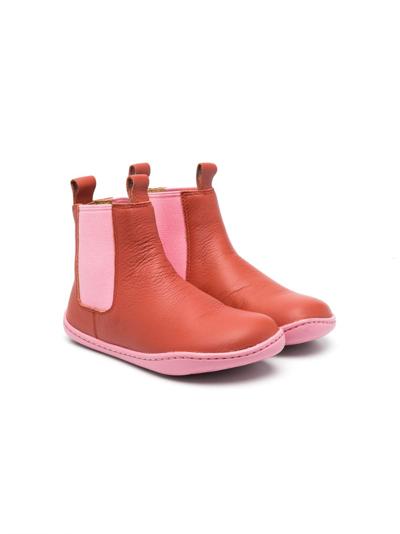 Shop Camper Round-toe Leather Boots In Red