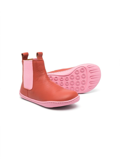 Shop Camper Round-toe Leather Boots In Red