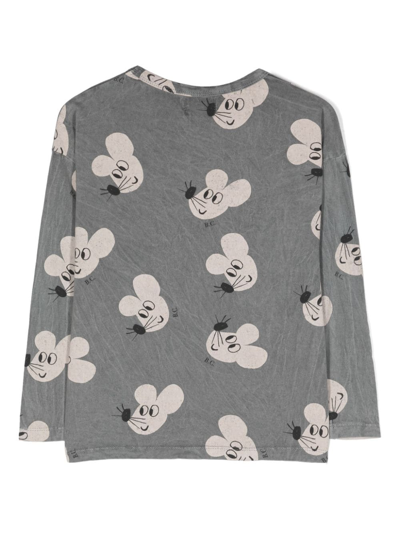 Bobo Choses Mouse-print Crew-neck Sweatshirt In Grey