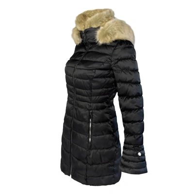 Shop Laundry By Shelli Segal Women's Quilted Faux Fur Hood Puffer Jacket Coat In Black