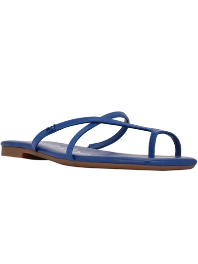 Shop Calvin Klein Dalika Womens Faux Leather Flat Strappy Sandals In Blue