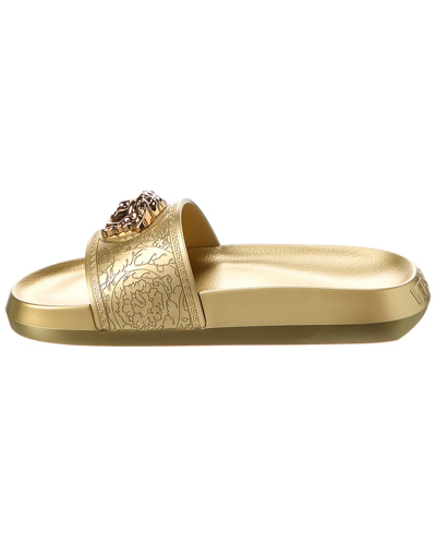 Shop Versace Medusa Head Rubber Slide In Gold