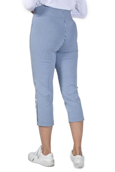 Shop Frank Lyman Button-detail Capri Pant In Blue/white