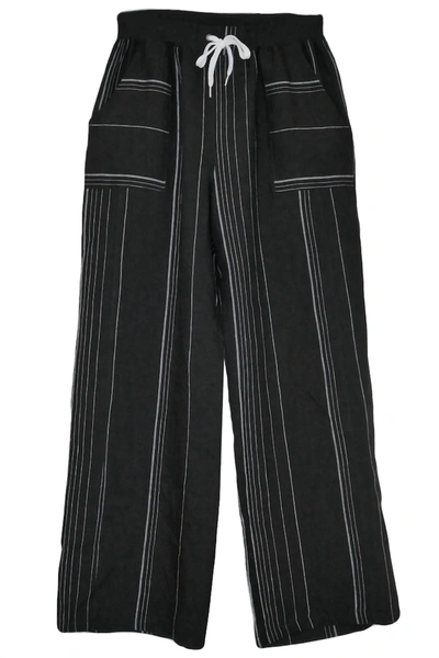 Inizio Amalfi Linen Pant Stripe In Black Multi