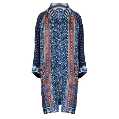 Shop Johnny Was Reversible Long Fiori Silk Twill Kimono Coat In Multi