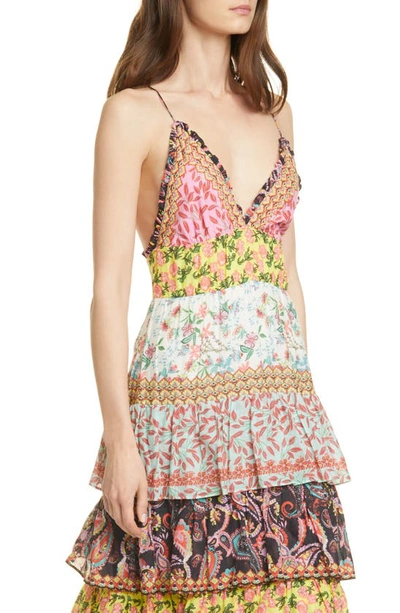 Alice And Olivia Imogene Mixed Print Tiered Ruffle Cotton Maxi Dress In Meadow Magic