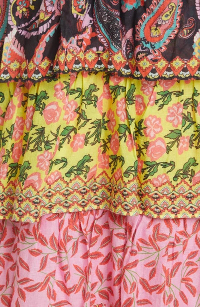 Alice And Olivia Imogene Mixed Print Tiered Ruffle Cotton Maxi Dress In Meadow Magic
