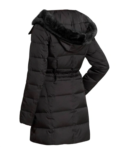 Shop Laundry By Shelli Segal Women's Quilted Faux Fur Puffer Jacket Coat In Black