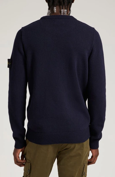 Shop Stone Island Compass Logo Wool Blend Sweater In Navy Blue