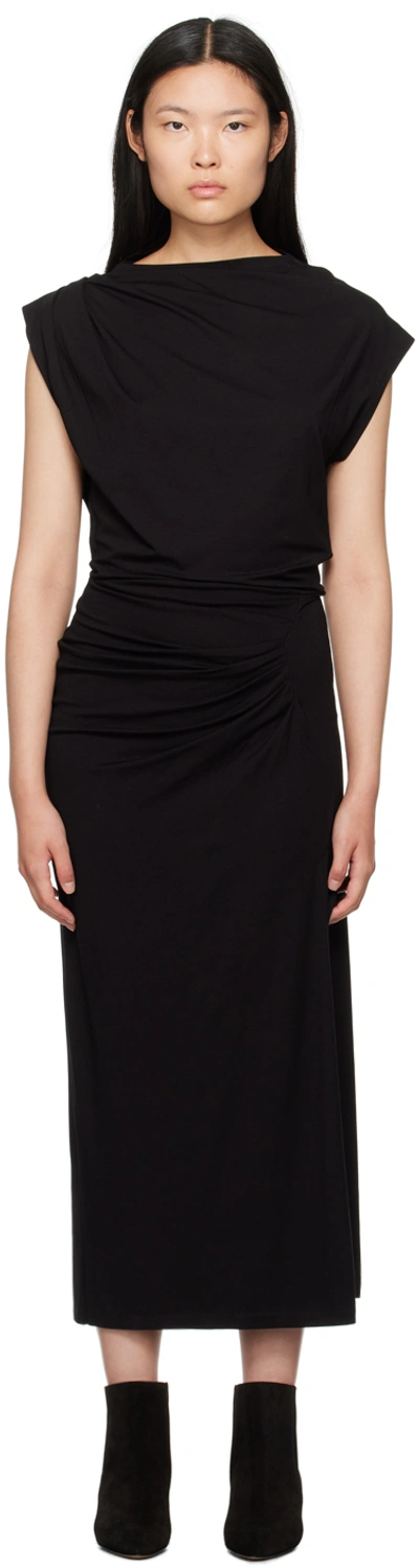 Shop Isabel Marant Étoile Black Naerys Midi Dress In 01bk Black