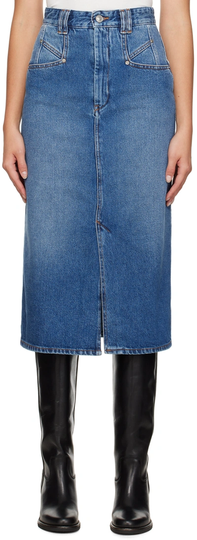Shop Isabel Marant Blue Dipoma Denim Midi Skirt In 30bu Blue