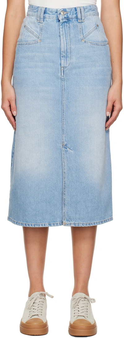 Shop Isabel Marant Blue Dipoma Denim Midi Skirt In 30lu Light Blue