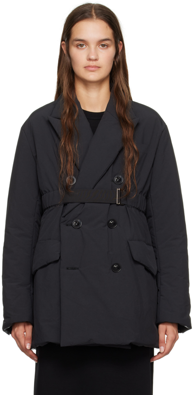 Shop Sacai Black Double-breasted Coat In 001 Black