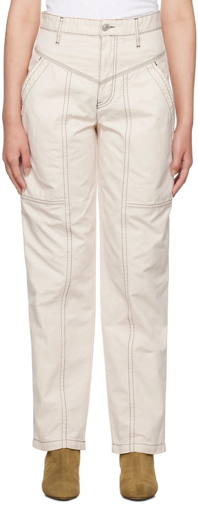 Isabel Marant Étoile Denzel Topstitched High Waist Denim Pants In 23ec Ecru