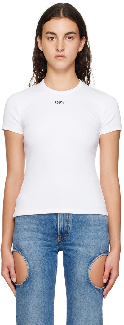 Shop Off-white White Stamp Basic T-shirt In White Black