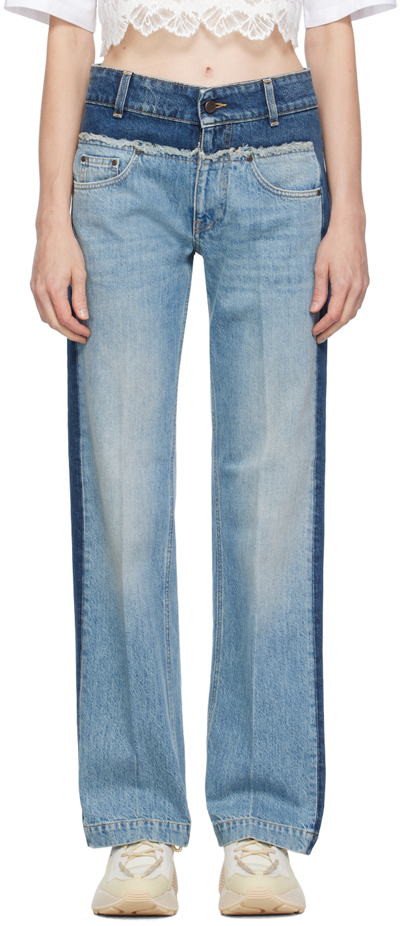 Shop Stella Mccartney Blue Paneled Jeans In 4406 Mid Blue