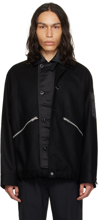 Shop Sacai Black Layered Jacket In 001 Black