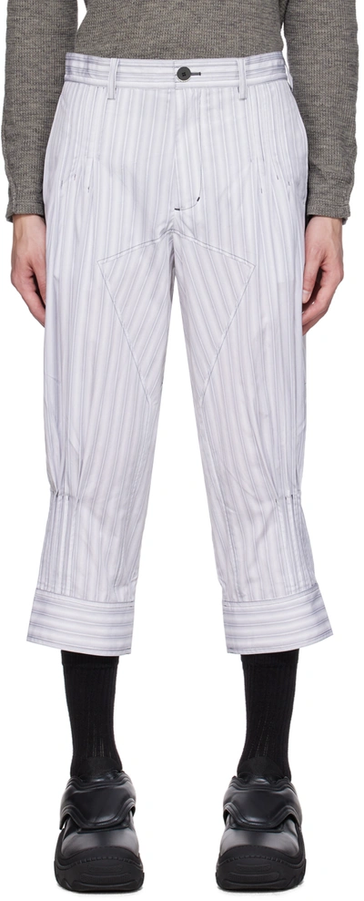 Shop Kiko Kostadinov Gray Sorelle Trousers In Light Grey Stripes