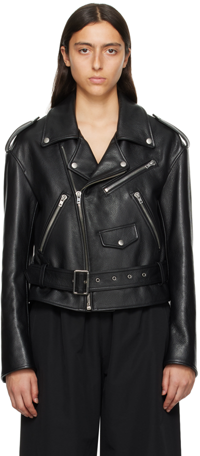 We11 Done Black Printed Leather Jacket In Black