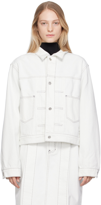 Shop We11 Done White Tucked Denim Jacket In Ice
