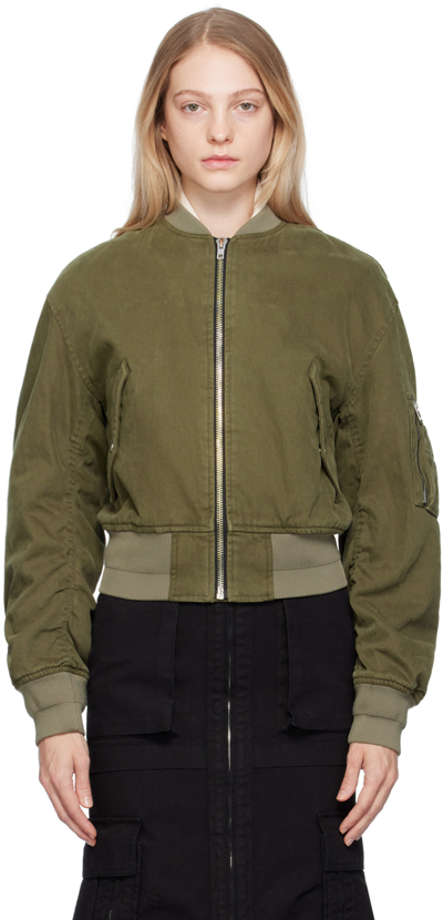 Shop We11 Done Khaki Ma-1 Denim Bomber Jacket