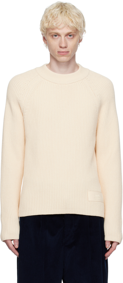 Shop Ami Alexandre Mattiussi Off-white Crewneck Sweater In Ivory/185