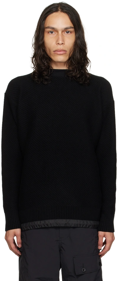 Shop Sacai Black Crewneck Sweater In 001 Black