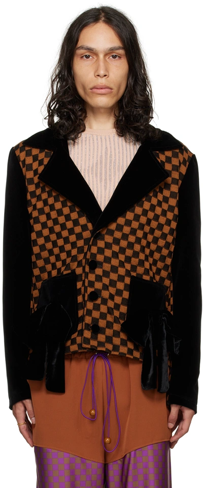 Shop Andrej Gronau Ssense Exclusive Brown & Black Blazer In Brown/black