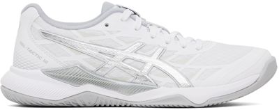 Shop Asics White & Silver Gel-tactic 12 Sneakers In White/pure Silver