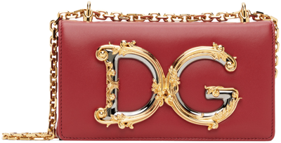 Shop Dolce & Gabbana Red 'dg' Bag In 87124 Rosso Papavero