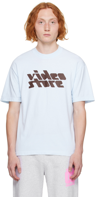 Shop Video Store Apparel Blue Printed T-shirt In Sky Blue