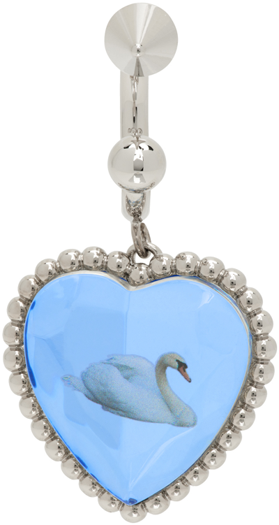 Shop Safsafu Silver Swan Bff Single Earring In Blue